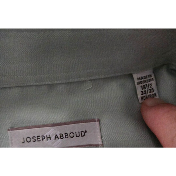 Joseph Abboud Dress Shirt Button Up Mens Size 18 34/35 Light Green Non Iron - Picture 4 of 8